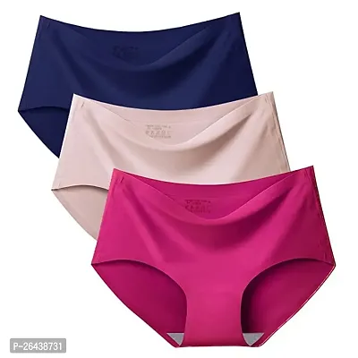 LIECRY ART Pritty Touch Women Panties Seamless Panties Silk Mid Waist Underwear for Female Girls Pack Of 3-thumb0
