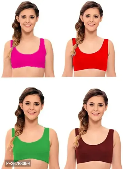 Stylis cotton blend Air sports bra seamless for womens PACK OF 4 multicolor-thumb0