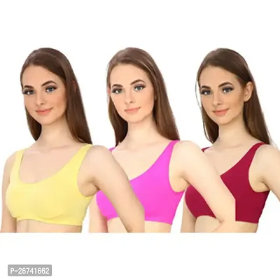 Stylis cotton blend Air sports bra seamless for womens pack of 3 multicolor-thumb0