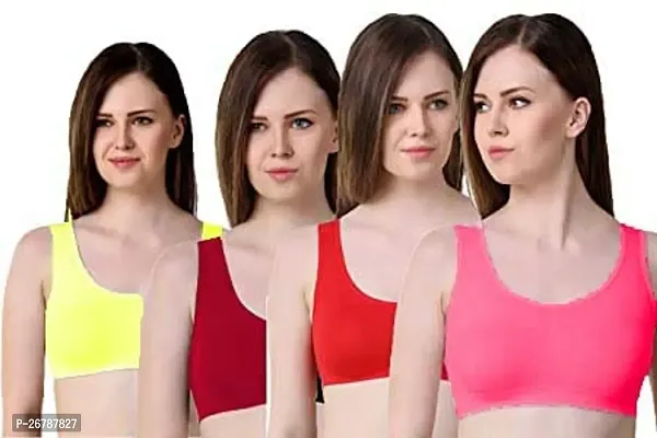 Stylis cotton blend Air sports bra seamless for womens PACK OF 4 multicolor-thumb0