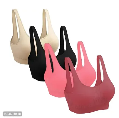 Stylis cotton blend Air sports bra seamless for womens PACK OF 4 multicolor-thumb0