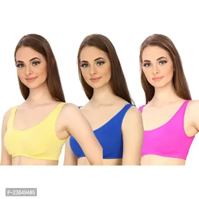 Stylish Multicoloured Cotton Solid Bras For Women Pack Of 3