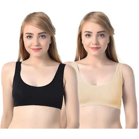 Women Solid Non Padded Sports Bra - Pack Of 2