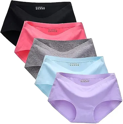 Women's Ice Silk -Seamless Panties ( Pack of 5 Multicolours)
