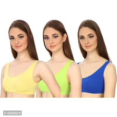 Stylish Multicoloured Cotton Solid Bras For Women Pack Of 3