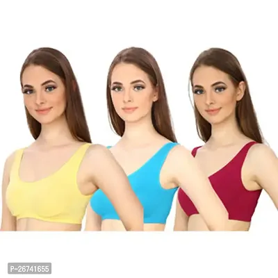 Stylis cotton blend Air sports bra seamless for womens pack of 3 multicolor-thumb0