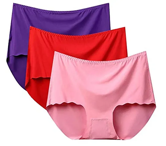 Womens Seamless Silk Panties Underwear pack of ( 3 )