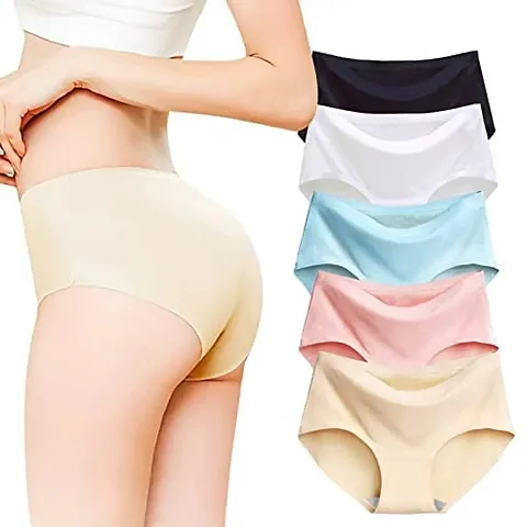 LIECRY ART Womens Seamless Hipster Silk Panty, Briefs Woman String Panty Pack of 5