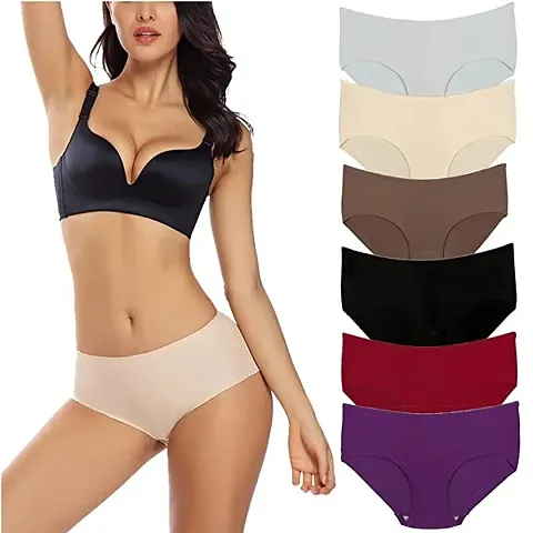 Womens Solid Seamless Panty Pack Of 6
