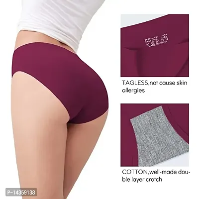 Combo of 3 (Multi Colors)Women's Ice Silk Blend Invisible Lines No Show Hipster Panty-thumb2