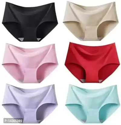 Pack of 3 Womens Cotton Ice Silk Seamless Panties Hipster Briefs Ladies Innerwear Medium Waist Soft-thumb0