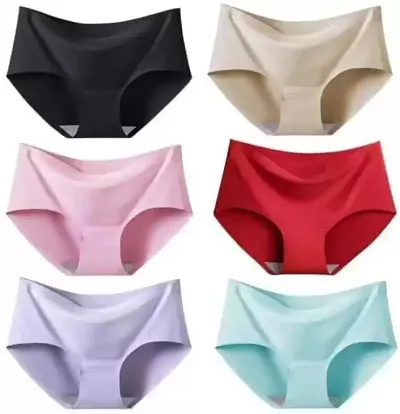 Women Super Soft Imported Cotton Hipster Ladies Plain Bright Panty  Innerwear Inner Elastic Underwear Combo- Random Colors (Pack of 3)
