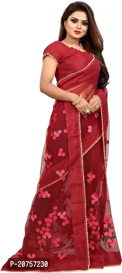 Beautiful Net Saree With Blouse Piece For Women-thumb3