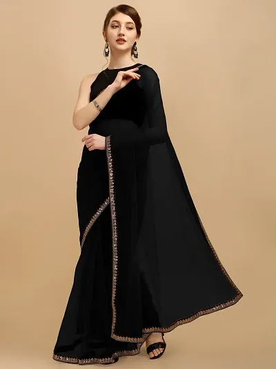 Glamorous Net Saree with Blouse piece 