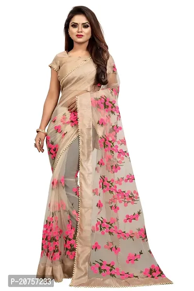 Beautiful Net Saree With Blouse Piece For Women