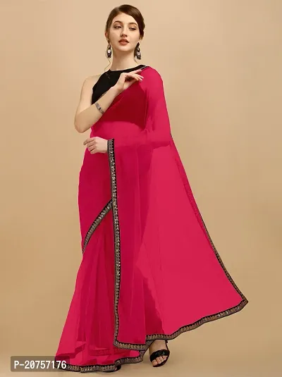 Beautiful Net Saree With Blouse Piece For Women-thumb0