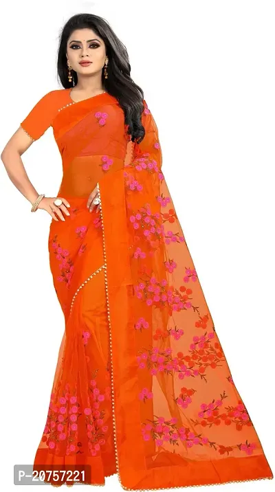 Beautiful Net Saree With Blouse Piece For Women