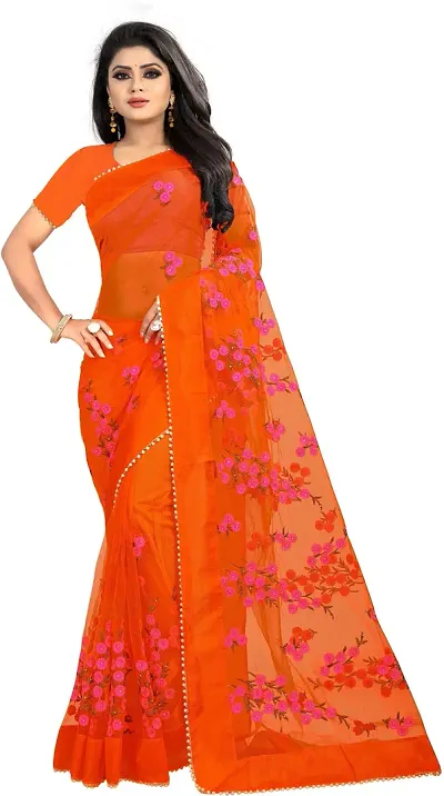 Partywear Embroidered Net Sarees