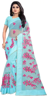 Beautiful Net Saree With Blouse Piece For Women-thumb1