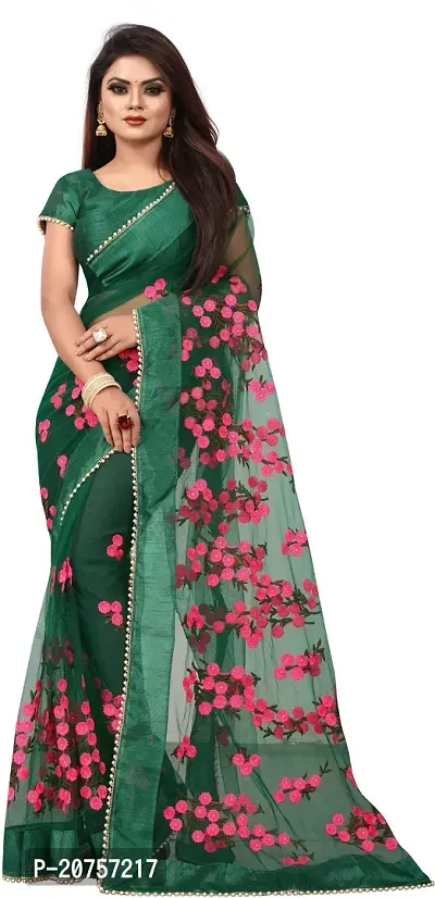 Beautiful Net Saree With Blouse Piece For Women-thumb0