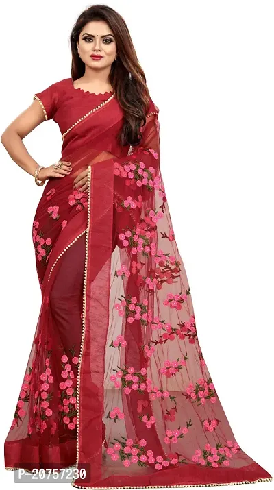 Beautiful Net Saree With Blouse Piece For Women