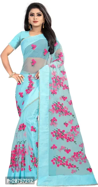 Beautiful Net Saree With Blouse Piece For Women