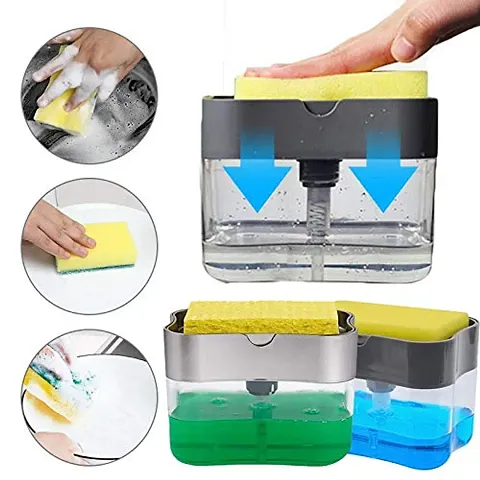 Liquid Dispenser With Sponge Holder; 3 In 1 Kitchen Sink Caddy
