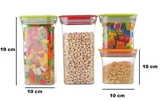 G-MART Kitkat Air Tight Jar Food Storage Container Full Set for Rice, Dal, Atta, Flour, Cereals, Pulses, Snacks (Set of 4, 600ml & 1100ml)-thumb1