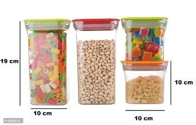G-MART Kitkat Air Tight Jar Food Storage Container Full Set for Rice, Dal, Atta, Flour, Cereals, Pulses, Snacks (Set of 4, 600ml & 1100ml)-thumb2