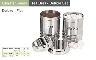 G-MART Stainless Steel Set of 2 Tea and Sugar Container, Tea Sugar Dabba Set - 700 ml-thumb1