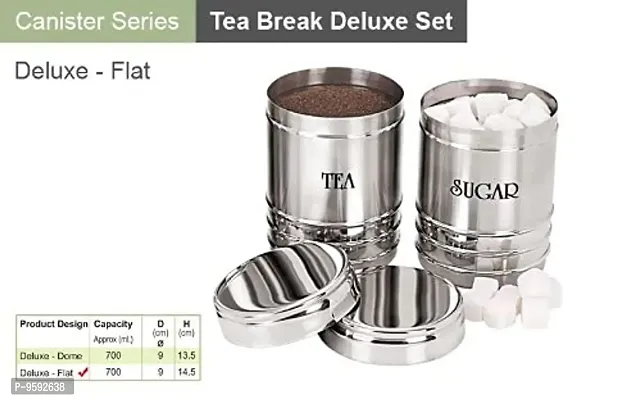 G-MART Stainless Steel Set of 2 Tea and Sugar Container, Tea Sugar Dabba Set - 700 ml-thumb2