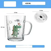 G-MART Glass Printed Mason Jar with Handle, Reusable Straw and Airtight Leak Proof Lid 400 Ml Pack of 1 Assorted Designs-thumb3