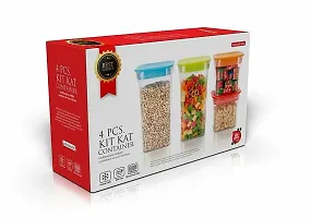 G-MART Kitkat Air Tight Jar Food Storage Container Full Set for Rice, Dal, Atta, Flour, Cereals, Pulses, Snacks (Set of 4, 600ml & 1100ml)-thumb2
