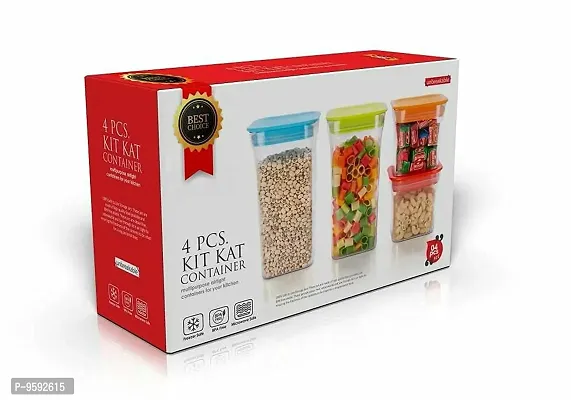 G-MART Kitkat Air Tight Jar Food Storage Container Full Set for Rice, Dal, Atta, Flour, Cereals, Pulses, Snacks (Set of 4, 600ml & 1100ml)-thumb3