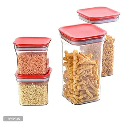 G-MART Kitkat Air Tight Jar Food Storage Container Full Set for Rice, Dal, Atta, Flour, Cereals, Pulses, Snacks (Set of 4, 600ml & 1100ml)-thumb5