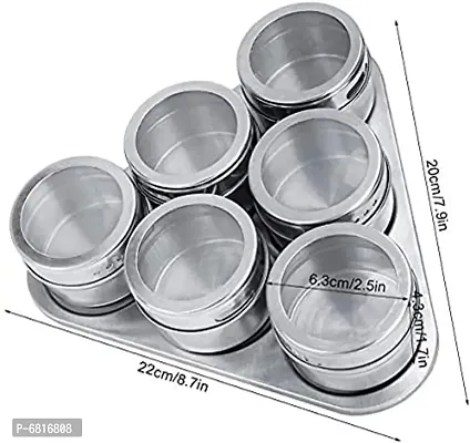6 Pcs Magnetic Spice Rack Stainless Steel Magnetic Spice Rack Shape Spice Rack Stainless Steel Jar - Triangle-thumb0