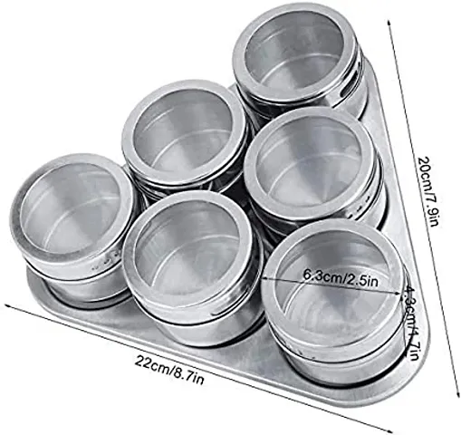 6 Pcs Magnetic Spice Rack Stainless Steel Magnetic Spice Rack Shape Spice Rack Stainless Steel Jar - Triangle