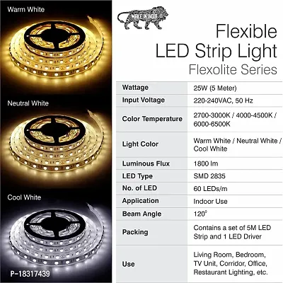 Radisson? LED Strip Light (Pack - 1(Golden)) 5 Meter Waterproof with Adapter for Home Decoration Restaurant Office Diwali, Christmas, Festivals Light, Computer and Tv Rooms Made by India 13-thumb4