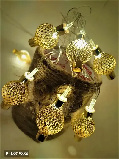 Radisson? Golden Home Decoration Metal Ball String LED Ferry Light (Pack -2) for Balcony, Curtains, Diwali, Christmas, New Year with 5m Wire and 16 LED Made by India 1-thumb5