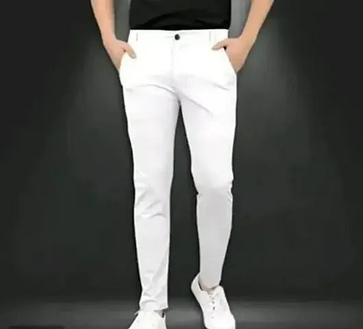 Elegant Lycra Solid Formal Trousers For Men