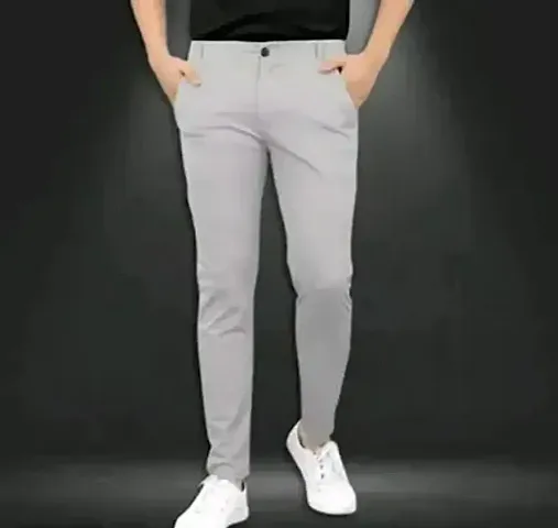 Trendy Nylon Solid Casual Trouser For Men