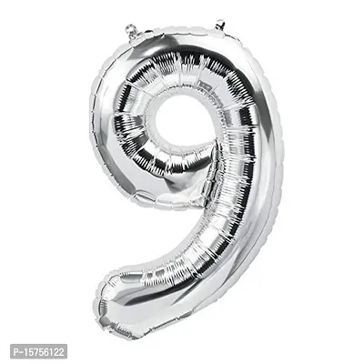 Party Booms Numbers Foil Balloon Silver (16inch) , Birthday Party Supplies , Party Foil Balloon - Large/ Kids Party Supplies , Theme Birthday Party , Foil Balloons , Birthday Balloons (9)