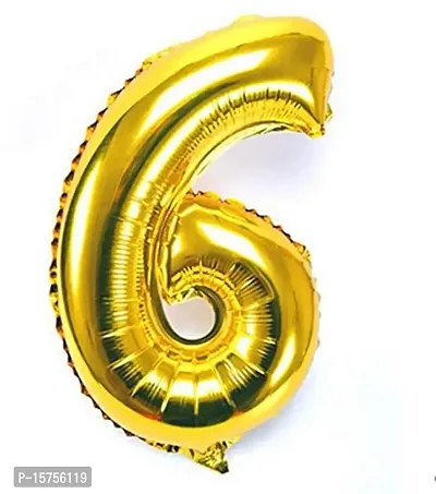 Party Booms Numbers Foil Balloon Gold (16inch) , Birthday Party Supplies , Party Foil Balloon - Large/ Kids Party Supplies , Theme Birthday Party , Foil Balloons , Birthday Balloons (6)