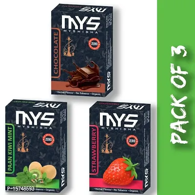 MYSHISHA Herbal Hookah (100% Nicotine and Tobacco Free) Chocolate, Paan Kiwi Mint, Strawberry (150gm)-thumb2