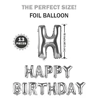 Party Booms Happy Birthday Foil Metallic Balloons Banners ( Pack of 13 Letters) for Easy D?cor/Decorations (Silver)-thumb1