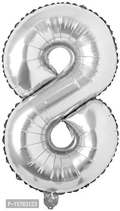 Party Booms Numbers Foil Balloon Silver (16inch) , Birthday Party Supplies , Party Foil Balloon - Large/ Kids Party Supplies , Theme Birthday Party , Foil Balloons , Birthday Balloons (8)-thumb0