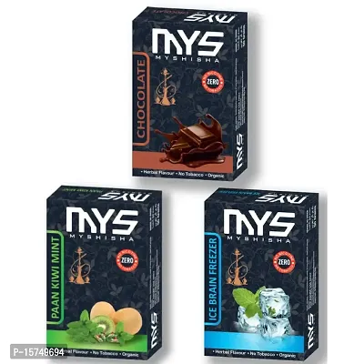 MYSHISHA Herbal Hookah (100% Nicotine and Tobacco Free) Chocolate, Paan Kiwi Mint, BF (150gm)