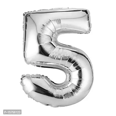 Party Booms Numbers Foil Balloon Silver (16inch) , Birthday Party Supplies , Party Foil Balloon - Large/ Kids Party Supplies , Theme Birthday Party , Foil Balloons , Birthday Balloons (5)-thumb0