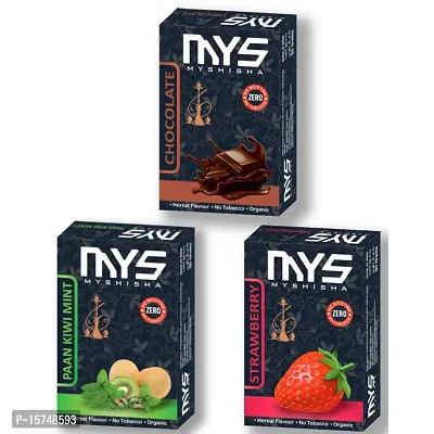 MYSHISHA Herbal Hookah (100% Nicotine and Tobacco Free) Chocolate, Paan Kiwi Mint, Strawberry (150gm)