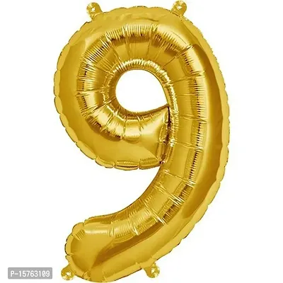 Party Booms Numbers Foil Balloon Gold (16inch) , Birthday Party Supplies , Party Foil Balloon - Large/ Kids Party Supplies , Theme Birthday Party , Foil Balloons , Birthday Balloons (9)